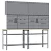 vidaXL Work Bench Set with Shelf with Storage Adjustable Gray Steel