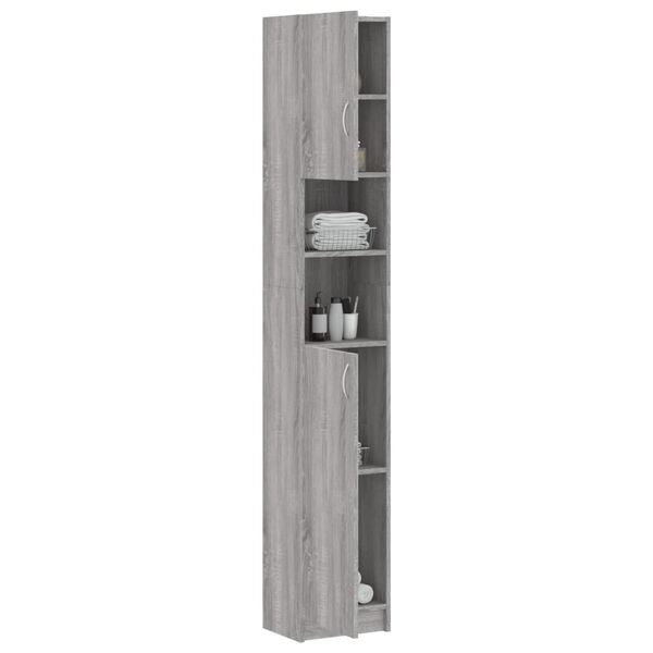 vidaXL Bathroom Cabinet Grey sonoma Engineered wood Tall and narrow