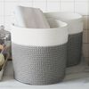 vidaXL Storage Basket Gray and White Cotton Ø11.0 x 11.0 in Foldable