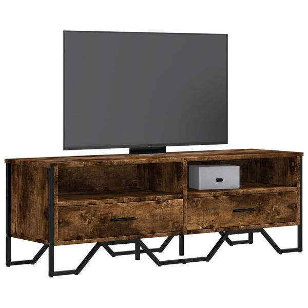 vidaXL TV Cabinet Smoked oak Engineered wood, metal Medium TV Cabinet