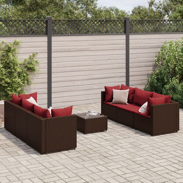 vidaXL Patio Lounge Set Set of 6 Brown, Cinnamon Red
