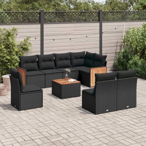 vidaXL Garden Sofa Set Black