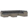 vidaXL Garden Lounge Set Grey PE rattan, powder-coated steel, polyester, PVC