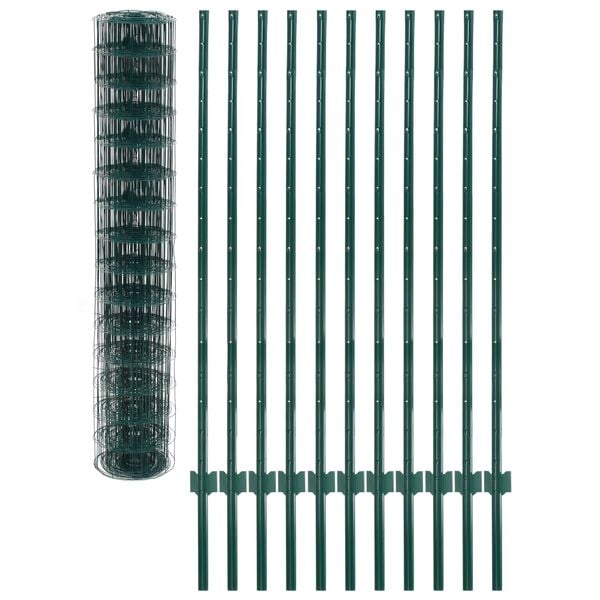 vidaXL Euro Fence Steel 65.6x4.9' Green