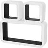 3 White-Black MDF Floating Wall Display Shelf Cubes Book/DVD Storage