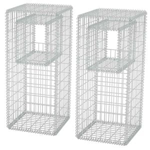 vidaXL Gabion Basket Posts/Planters 2 pcs Steel 19.7"x19.7"x47.2"