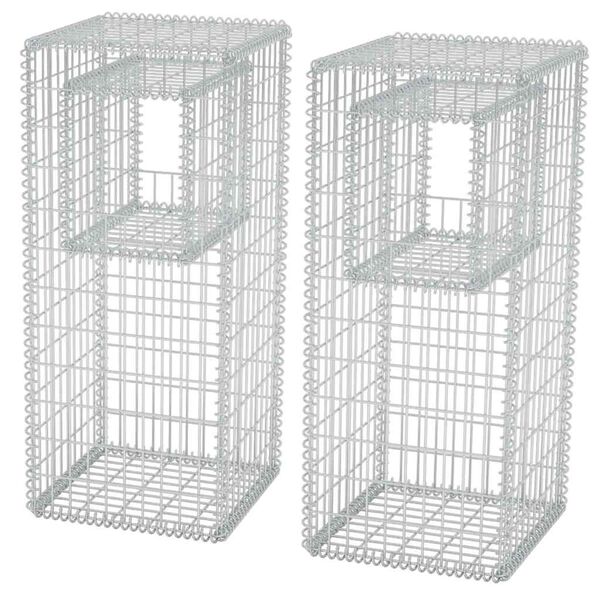 vidaXL Gabion Basket Posts/Planters 2 pcs Steel 19.7"x19.7"x47.2"