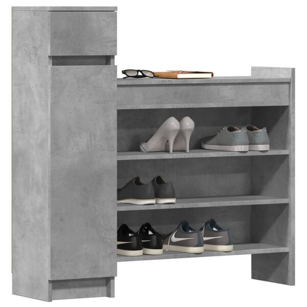 vidaXL Shoe Cabinet Concrete Gray 39.6"x11"x39.4" Engineered Wood