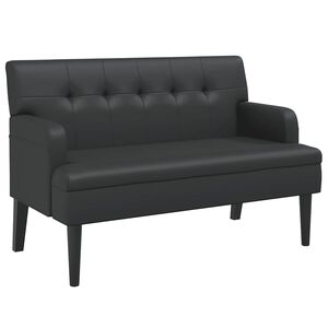 vidaXL Bench Black Faux leather, plywood, solid rubber wood 44.1 in