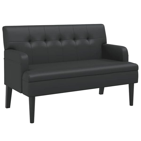 vidaXL Bench Black Faux leather, plywood, solid rubber wood 44.1 in