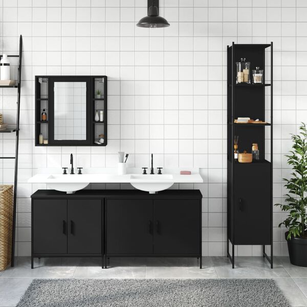 vidaXL Bathroom Cabinet Set Black