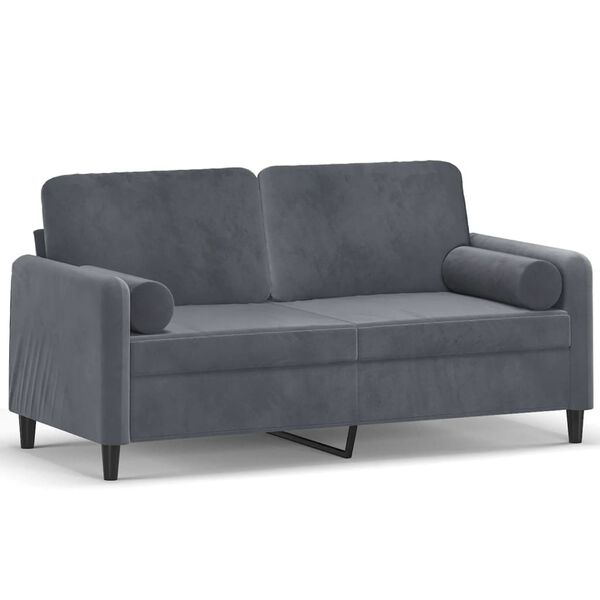 vidaXL 2-seater Sofa Dark gray Velvet (100% polyester), Metal, Textilene