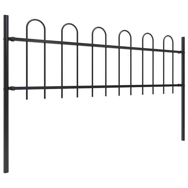 vidaXL Garden Fence with Hoop Top Steel 631.3"x23.6" Black