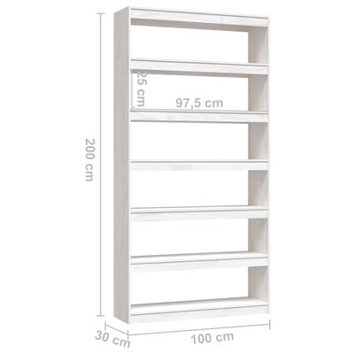 vidaXL Book Cabinet/Room Divider White 39.4"x11.8"x78.7" Solid Wood Pine