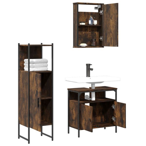 vidaXL Bathroom Furniture Set Smoked oak