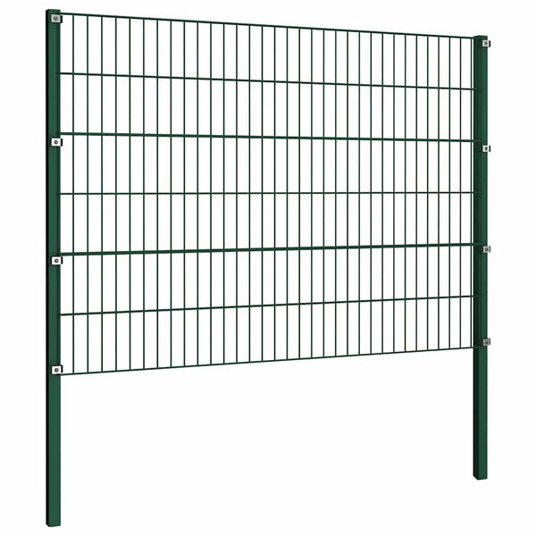 vidaXL Fence Panel with Posts Iron 545.3"x47.2" Green