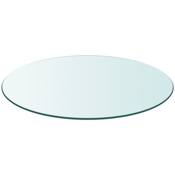 vidaXL Table Top Transparent Tempered Glass 35.4 in diameter Round