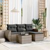 vidaXL Garden Sofa Set Grey PE rattan, powder-coated steel, tempered glass