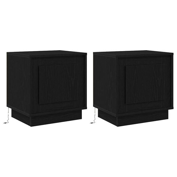 vidaXL Bedside Cabinet 2 pcs Black 17.32 x 13.58 x 17.72 in