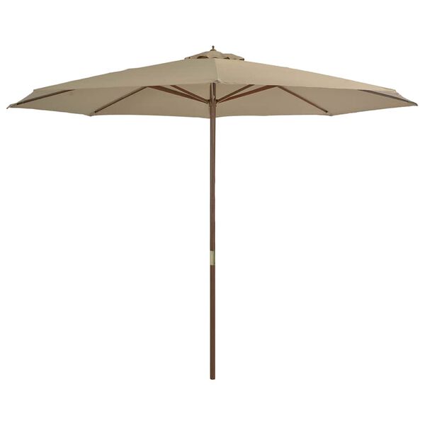 vidaXL Umbrella Taupe Polyester, bamboo, and hardwood Large