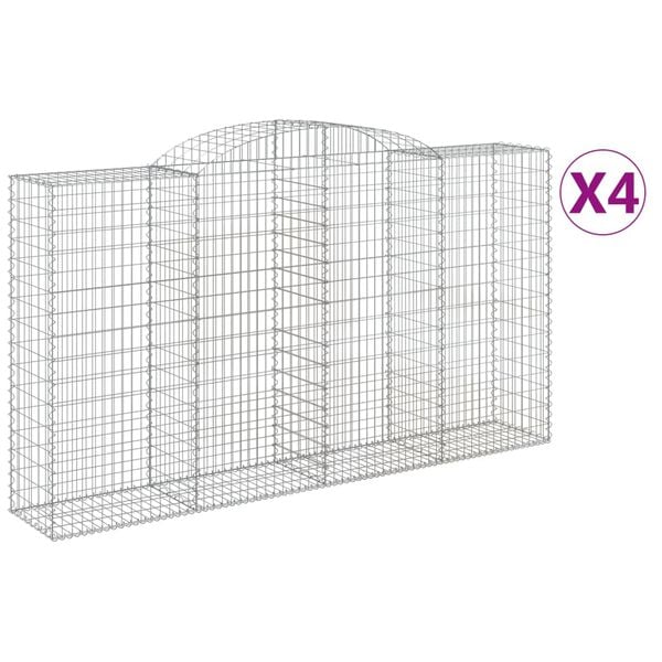 vidaXL Gabion Basket Set of 4 Silver Galvanized Steel Large Durable