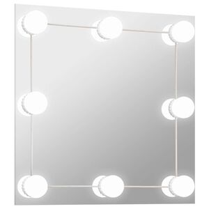 vidaXL Wall Mirror With Led Light Silver Glass, Plastic