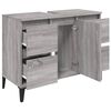 vidaXL Sink Cabinet Grey Sonoma Engineered Wood, Metal Sink Cabinet