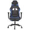 vidaXL Massage Gaming Chair with Footrest Black&Blue Faux Leather