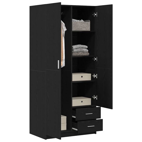 vidaXL Wardrobe Black Oak 31.50 x 20.47 x 70.87 in Engineered Wood
