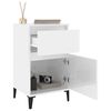 vidaXL Bedside Cabinet Set of 2 High gloss white Engineered wood, metal