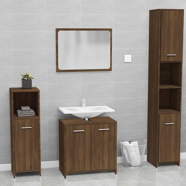 vidaXL Bathroom Furniture Set Brown Oak Engineered wood Standard