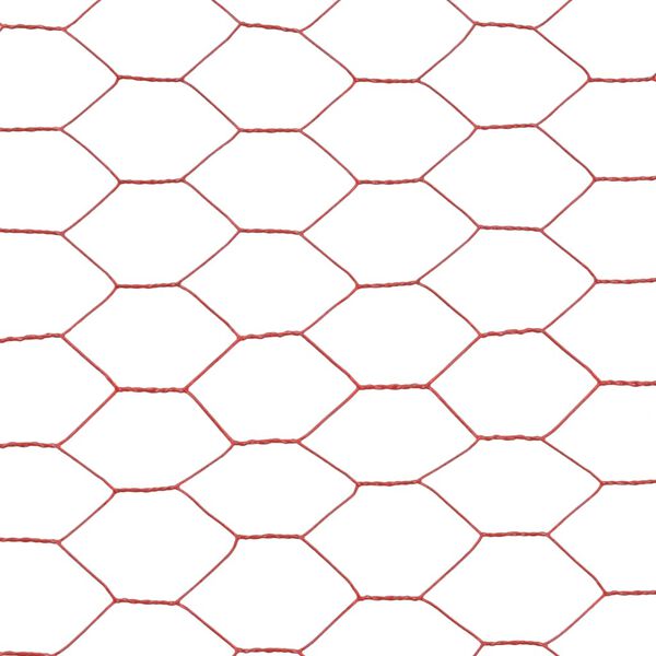 vidaXL Chicken Wire Fence Steel with PVC Coating 82‘x4.9‘ Red