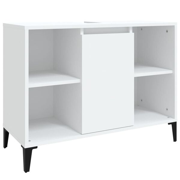 vidaXL Sink Cabinet White Engineered wood, Metal Medium