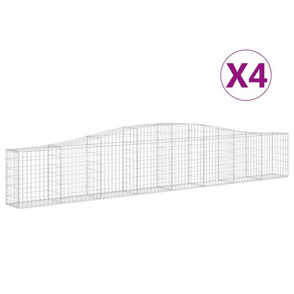 vidaXL Gabion Basket Set of 4 Silver Galvanized iron Large