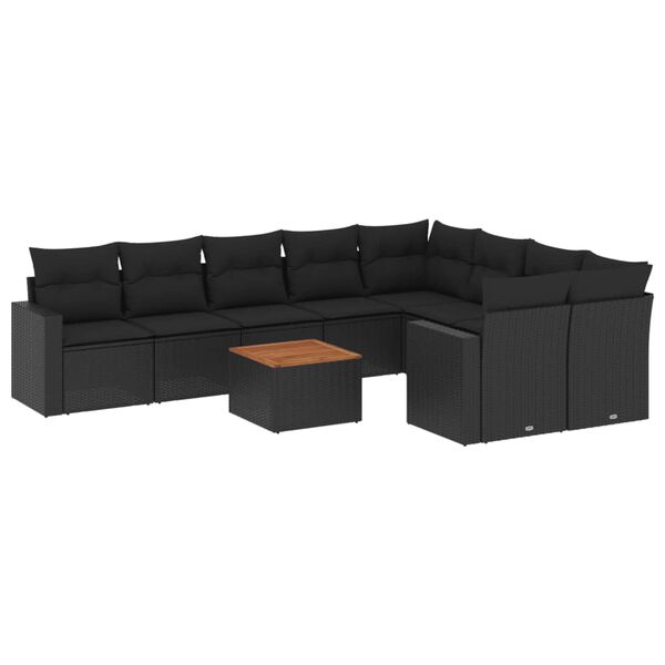 vidaXL Garden Sofa Set Black