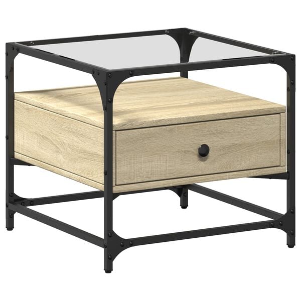 vidaXL Coffee Table Sonoma Oak Engineered wood, steel, glass Small