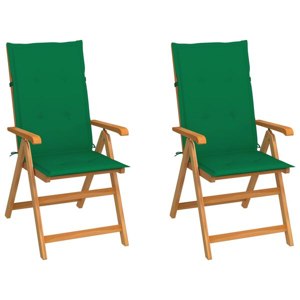 vidaXL Garden Chair Set of 2 Teak Sanded teak hardwood, Fabric Standard
