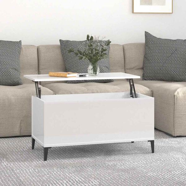 vidaXL Coffee Table High Gloss White Engineered wood, Metal
