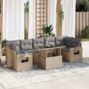 vidaXL Garden Sofa Set Beige PE rattan, powder-coated steel, tempered glass
