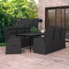 vidaXL Garden Dining Set Black PE rattan, powder-coated steel, glass Large