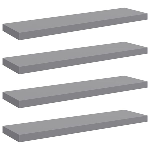 vidaXL Wall Shelf Set of 4 Grey Honeycomb MDF, metal 35.4x9.3x1.5 in
