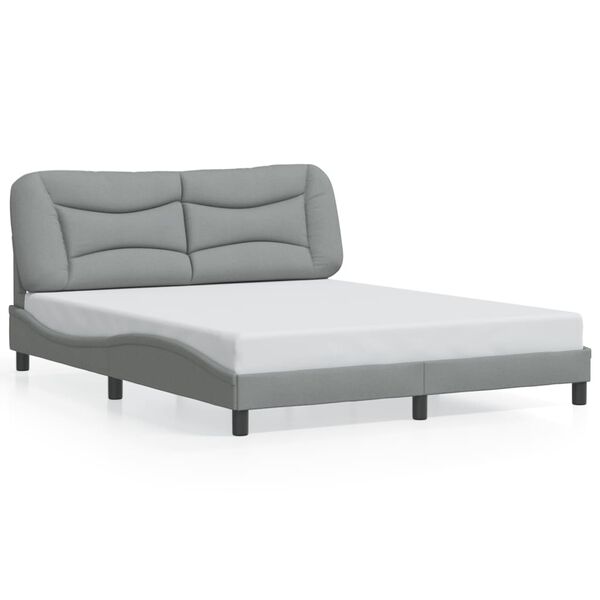 vidaXL Bed Frame without Mattress "Hvar" Light Gray 59.8"x79.9" Fabric