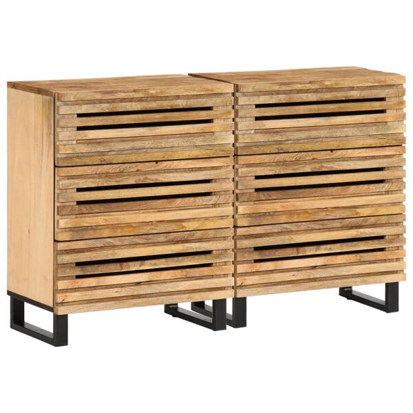 vidaXL Sideboard Rough Mango Wood Brown Solid Mango Wood, Steel Standard