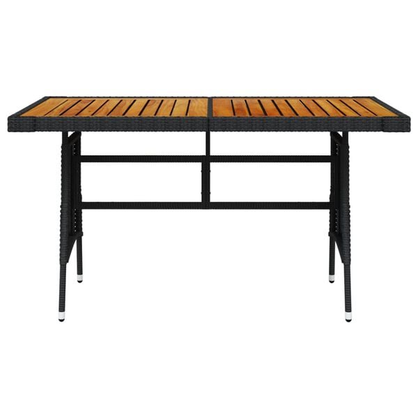 vidaXL Garden Table Black Poly Rattan & Solid Acacia Wood Medium Durable