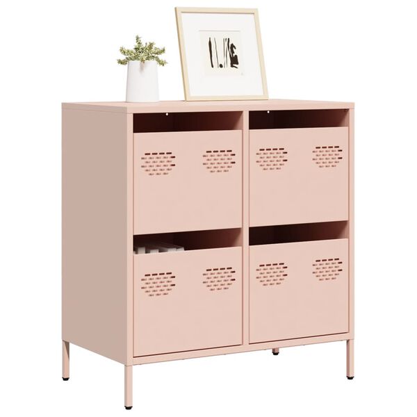 vidaXL Sideboard Pink Cold-rolled Steel Medium Sideboard Rectangular