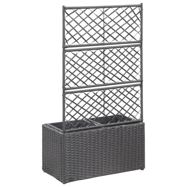 vidaXL Raised Bed Black Poly Rattan Medium Planters Planter