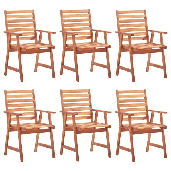 vidaXL Patio Chair Set of 6 Wine Red Solid Acacia Wood, Polyester