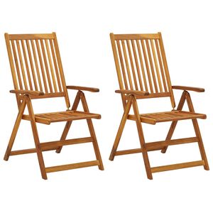 vidaXL Garden Chair Set of 2 Natural wood Solid acacia wood Medium