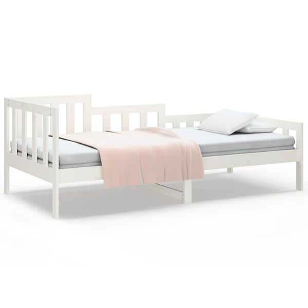 vidaXL Day Bed White Solid pine wood Twin Day Bed Rectangular