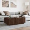 vidaXL Coffee Table Brown oak Engineered wood, glass Medium Modern